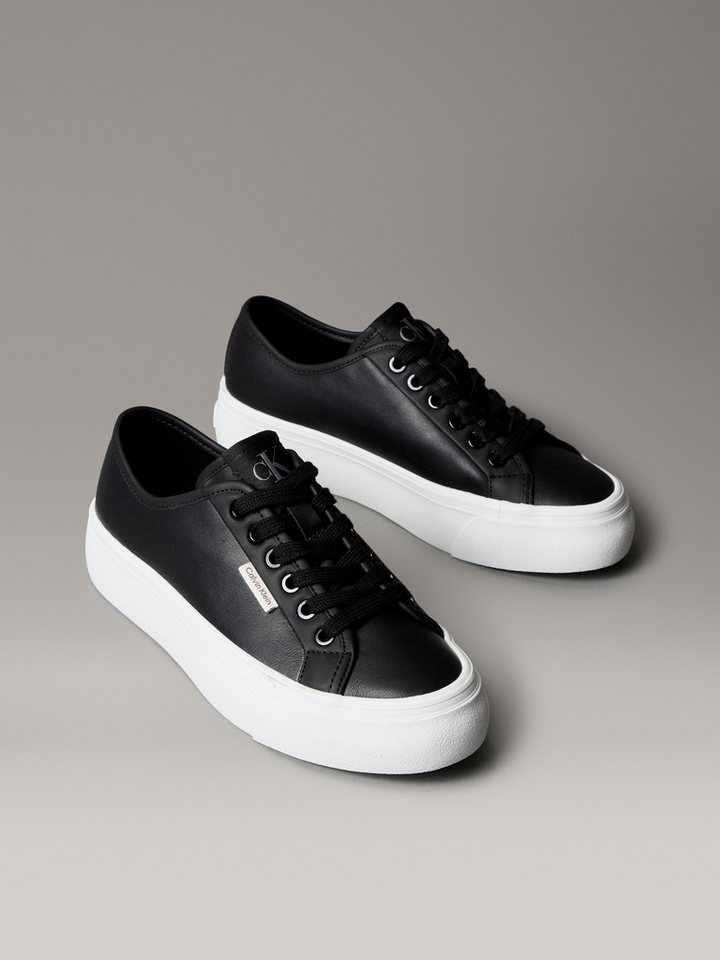 Calvin Klein Jeans VULC FLATF LACE UP LTH CK Plateausneaker Schnürschuh, Halbschuh, Freizeitsneaker mit CK-Logo von Calvin Klein Jeans