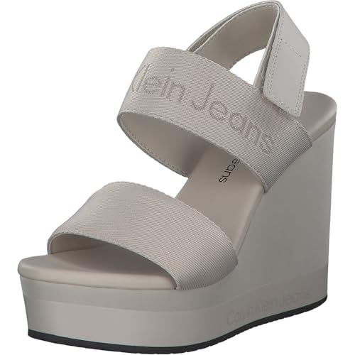 Calvin Klein Jeans Damen Plateau-Sandalen Wedge Sandal Keilabsatz, Beige (Eggshell), 41 von Calvin Klein Jeans