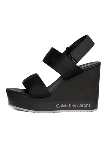 Calvin Klein Jeans Damen Plateau-Sandalen Wedge Sandal Keilabsatz, Schwarz (Black), 38 von Calvin Klein Jeans