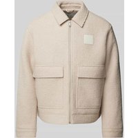 Calvin Klein Jeans Wolljacke mit Label-Patch in Offwhite, Größe L von Calvin Klein Jeans