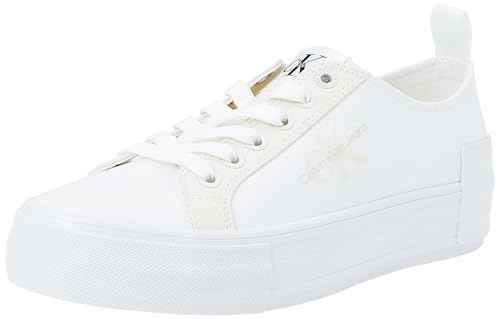 Calvin Klein Jeans Women BOLD VULC FLATF LOW LACE MIX MTL, Creamy White/White/Whisper Pink, 36 EU von Calvin Klein Jeans