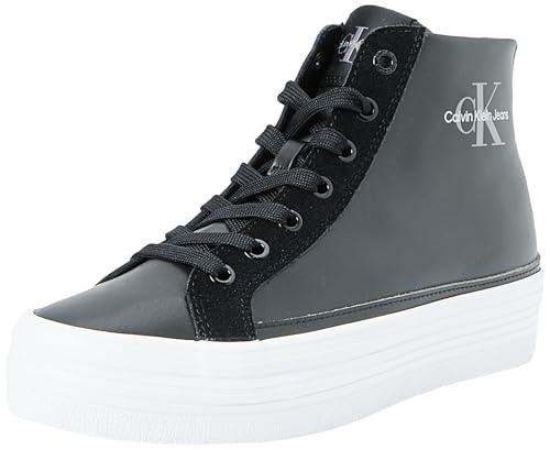 Calvin Klein Jeans Damen Vulcanized Sneaker Flat Schuhe, Mehrfarbig (Black/Stormfront), 37 von Calvin Klein