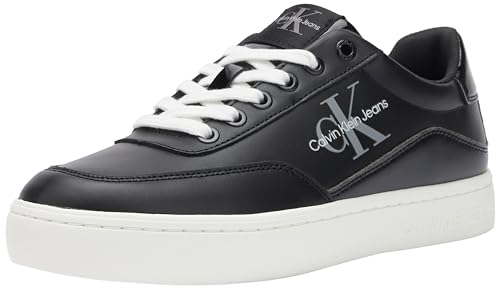 Calvin Klein Jeans Damen Cupsole Sneaker aus Leder, Schwarz (Black/Bright White), 39 von Calvin Klein