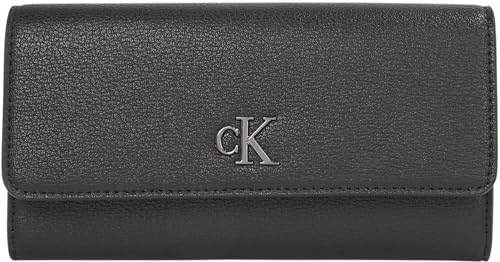 Calvin Klein Jeans Women MINIMAL MONOGRAM LONG FOLD SNAP, Black/Shiny Gunmetal, One Size von Calvin Klein Jeans