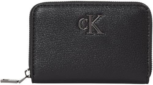 Calvin Klein Jeans Women MINIMAL MONOGRAM MED ZIP AROUND, Black/Shiny Gunmetal, One Size von Calvin Klein Jeans