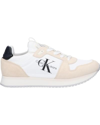 Calvin Klein Jeans Damen Runner Sneaker Runner Sock Laceup Ny-Lth Wn Sportschuhe, Weiß (Bright White/Creamy White/Black), 39 EU von Calvin Klein Jeans