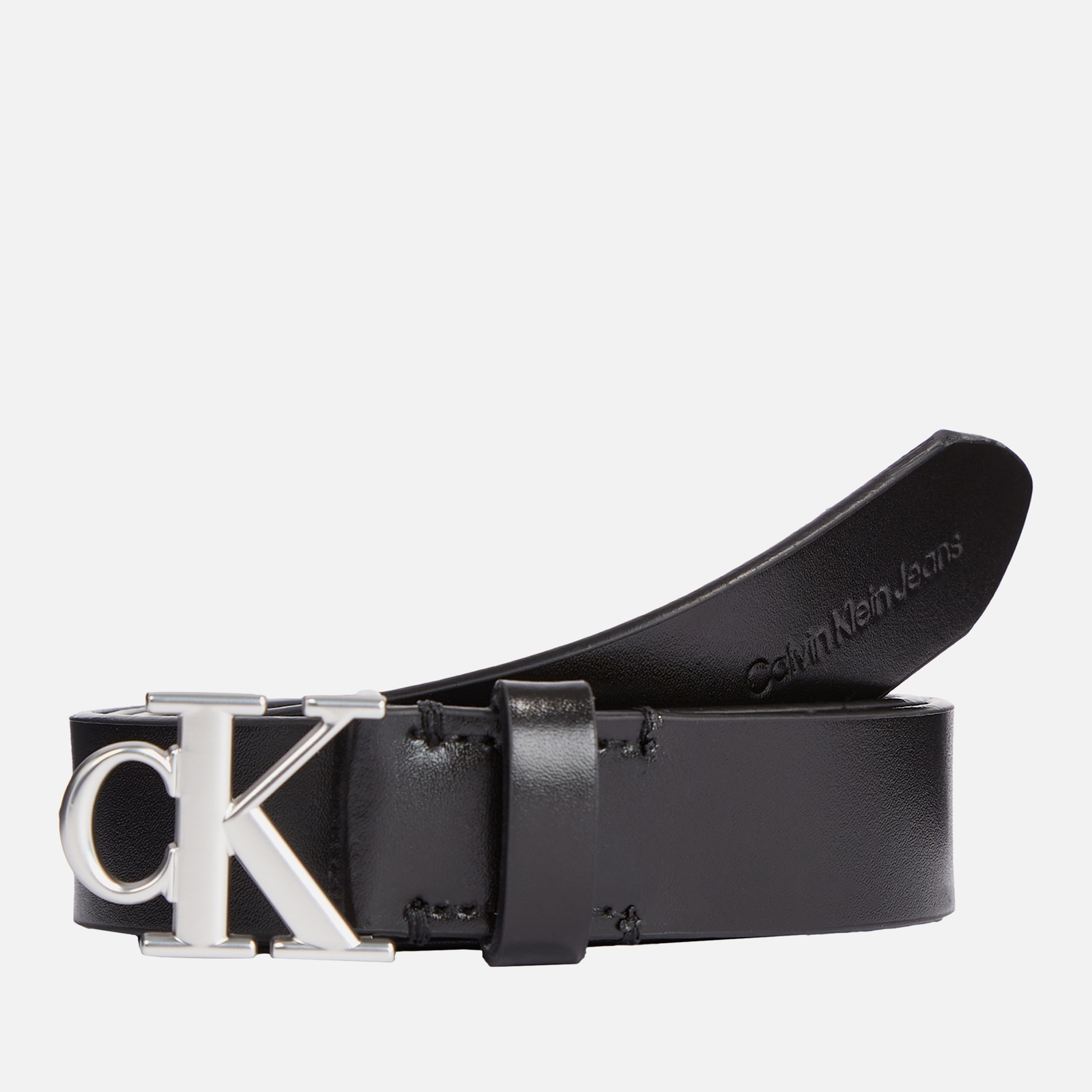 Calvin Klein Jeans Round Mono Plaque Leather Belt - 70cm von Calvin Klein Jeans