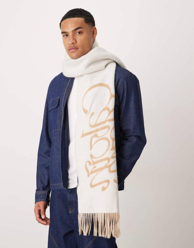 Calvin Klein - Schal aus Wolle in Beige mit Logoschriftzug-Neutral von Calvin Klein Jeans
