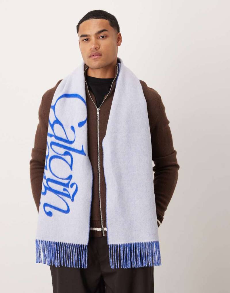 Calvin Klein - Schal aus Wolle in Weiß mit Logoschriftzug-Blau von Calvin Klein Jeans