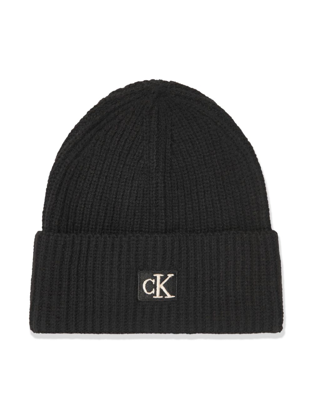 Calvin Klein Kids Gerippte Beanie mit Logo-Patch - Schwarz von Calvin Klein Kids