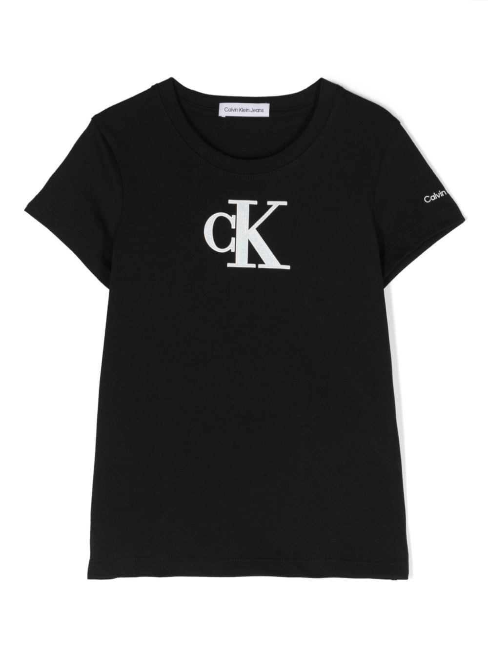 Calvin Klein Kids T-Shirt mit holografischem Logo - Schwarz von Calvin Klein Kids