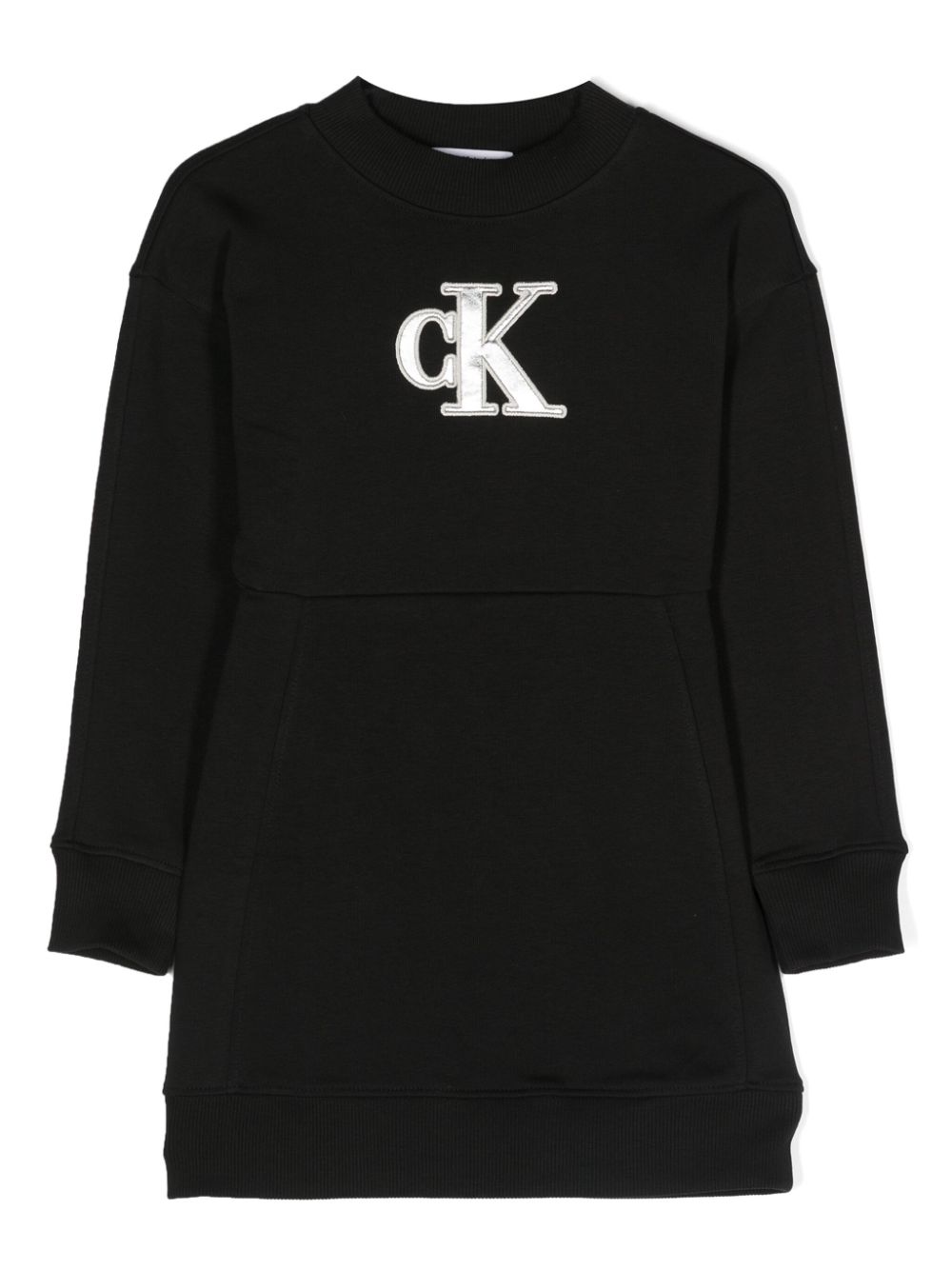 Calvin Klein Kids Langärmeliges Kleid mit Logo-Stickerei - Schwarz von Calvin Klein Kids