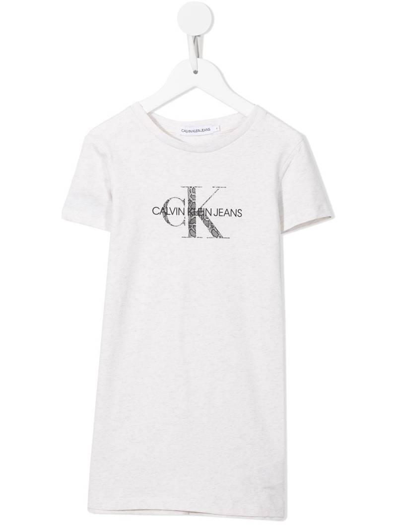 Calvin Klein Kids T-Shirtkleid mit Logo-Print - Nude von Calvin Klein Kids