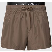 Calvin Klein Underwear Badehose mit elastischem Bund Modell 'SHORT DOUBLE' in Metallic Braun, Größe L von Calvin Klein Underwear