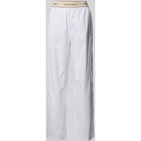 Calvin Klein Underwear Regular Fit Pyjama-Hose mit Logo-Stitching Modell 'Poplin' in Offwhite, Größe S von Calvin Klein Underwear