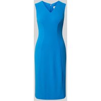 Calvin Klein Womenswear Knielanges Etuikleid mit V-Ausschnitt Modell 'Scuba' in Royal, Größe S von Calvin Klein Womenswear