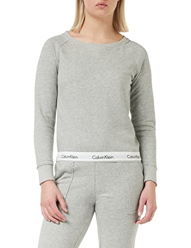 Calvin Klein Damen TOP Sweatshirt Long Sleeve Langarmshirt, Grau (Grey Heather 020), XS von Calvin Klein