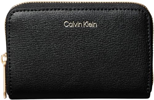 Calvin Klein Damen Geldbörse Foil Logo Medium Zip Around Klein, Schwarz (Black/Toasted Coconut), Einheitsgröße von Calvin Klein