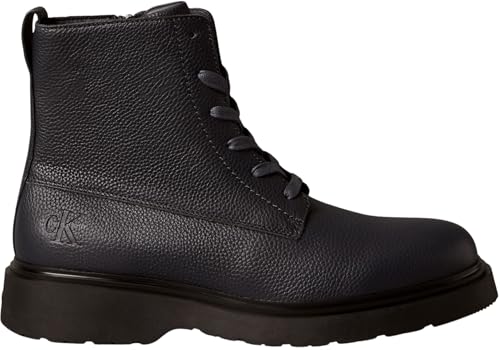 Calvin Klein Herren Mid Boot Stiefel Combat Lace Up Zip aus Leder, Blau (Navy/Black), 42 von Calvin Klein