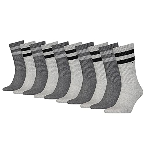 Calvin Klein 10 Paar Stripes Herren Sportsocken Tennissocken, Farbe:Light Grey Melange 3390, Socken & Strümpfe:39-42 von Calvin Klein