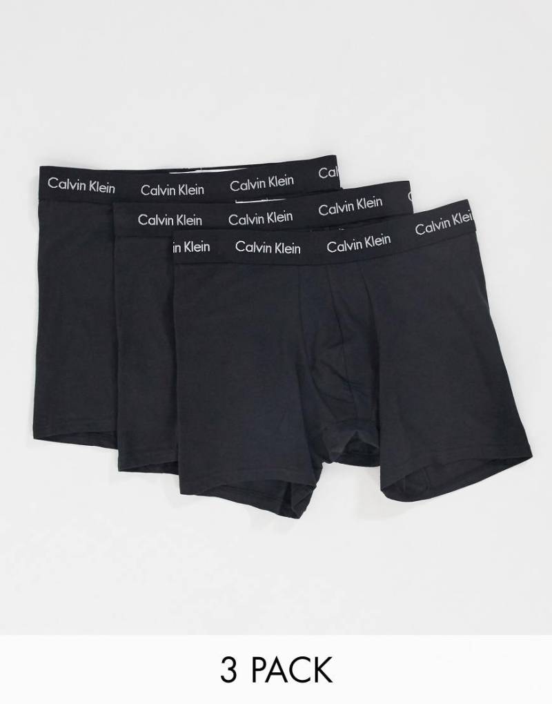 Calvin Klein - 3er-Pack Boxershorts aus Baumwoll-Stretch in Schwarz mit Logobund von Calvin Klein