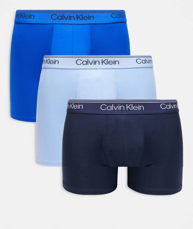 Calvin Klein - 3er-Pack elastische Mikro-Boxershorts in Blautönen-Bunt von Calvin Klein