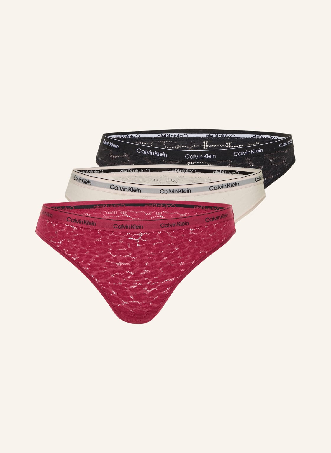 Calvin Klein 3er-Pack Slips Modern Lace rot von Calvin Klein