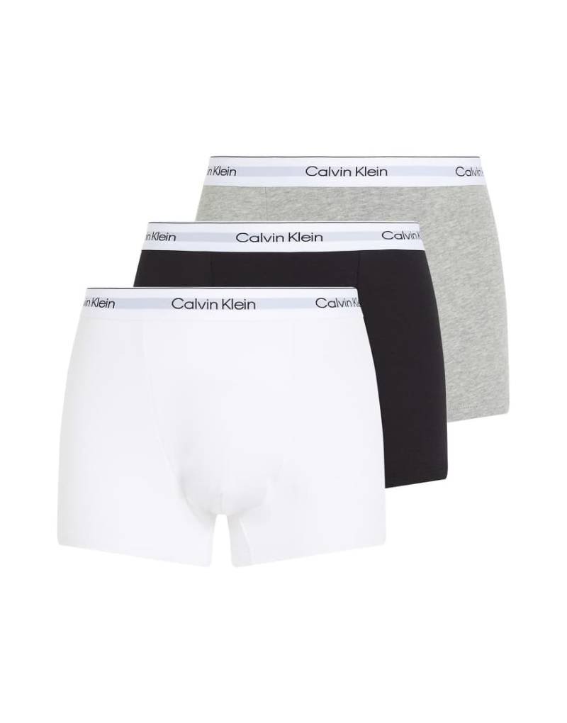 Calvin Klein - 3er-Pack Unterhosen aus Baumwollstretch in Schwarz, Weiß und Grau mit Abnähern und Logo-Bunt von Calvin Klein