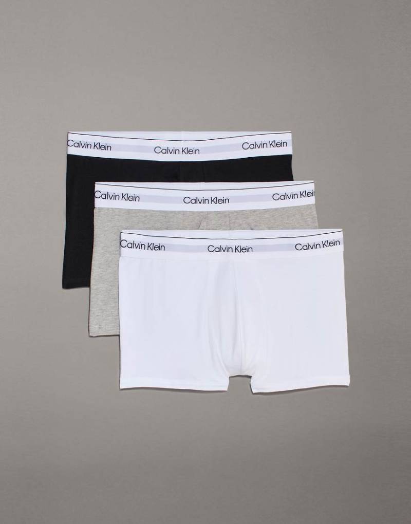 Calvin Klein - 3er-Pack Unterhosen aus Baumwollstretch in Schwarz/Weiß/Grau mit Logo-Bunt von Calvin Klein