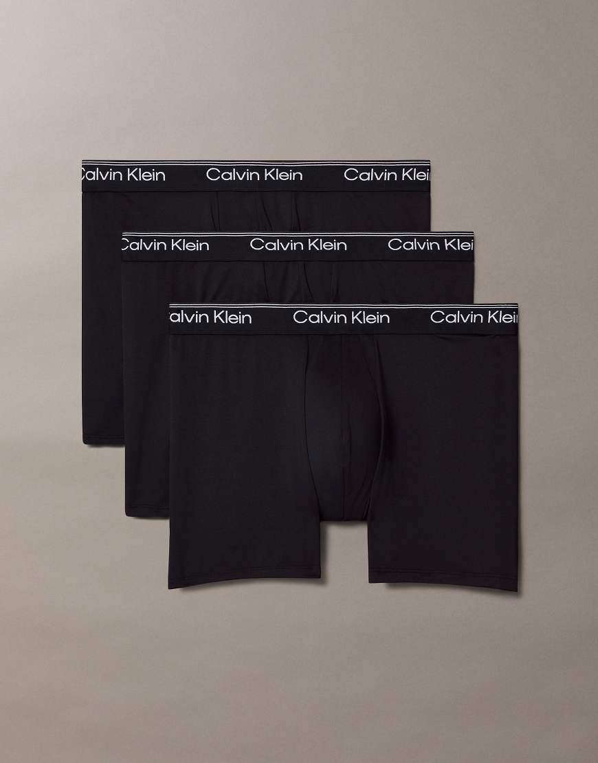 Calvin Klein - 3er-Pack elastische Mikro-Boxershorts in Schwarz-Bunt von Calvin Klein