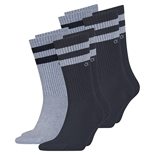 Calvin Klein 4 Paar Stripes Herren Sportsocken Tennissocken, Farbe:Denim Melange, Socken & Strümpfe:39-42 von Calvin Klein