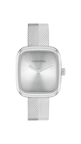 Calvin Klein Zwei-Zeiger-Quarzwerk-Uhr für Damen Kollektion CK Adore mit Silbernes Edelstahl-Mesh-Gliederarmband - 25100098 von Calvin Klein