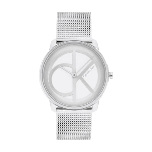 Calvin Klein Analog Quarzuhr Unisex mit Silbernes Edelstahl-Mesh-Gliederarmband - 25200032 von Calvin Klein