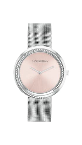 Calvin Klein Analog Quarzuhr für Damen mit Silbernes Edelstahl-Mesh-Gliederarmband - 25200149 von Calvin Klein