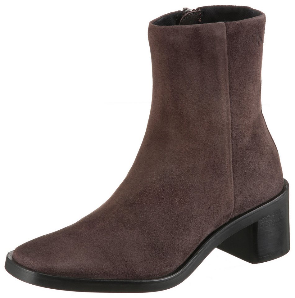 Calvin Klein BLOCK HEEL ZIP BOOT SUE Stiefelette Klassik-Boots, Blockabsatz, mit seitlichem CK-Logo am Schaft von Calvin Klein