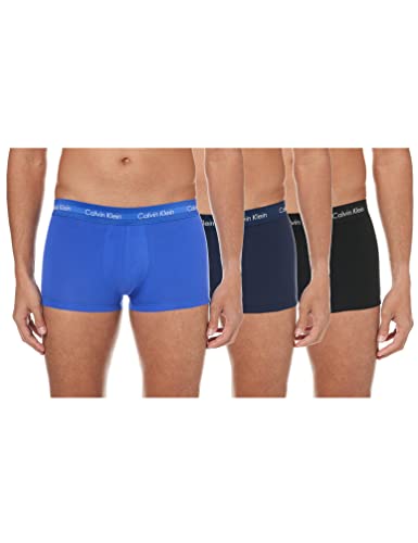 Calvin Klein Herren 3er Pack Boxershorts Low Rise Trunks Baumwolle mit Stretch, Mehrfarbig (Black/Blueshadow/Cobaltwater Dtm Wb), XL von Calvin Klein