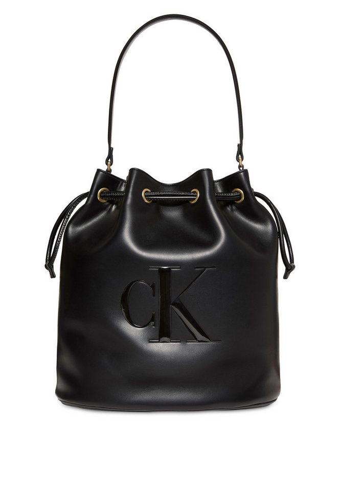 Calvin Klein Beuteltasche RAISED CK LARGE BUCKET BAG, Henkeltasche, Damen Handtasche mit großem CK-Logo von Calvin Klein