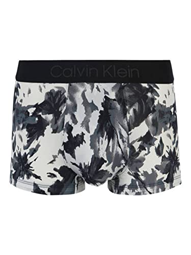 Calvin Klein Black Herren Low Rise Trunk Boxershorts Microfiber (Floral Deep Platinum, S) von Calvin Klein