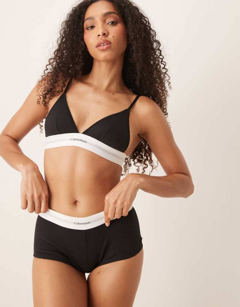 Calvin Klein - Boyshorts aus geripptem Modal in Schwarz von Calvin Klein