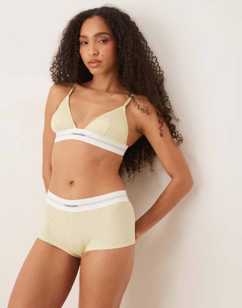 Calvin Klein - Boyshorts aus geripptem Modal in zartem Gelb von Calvin Klein