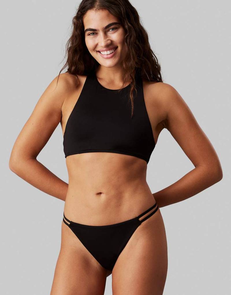 Calvin Klein - Brazilian-Bikinihose in PVH-Schwarz mit doppeltem Elastikband-Design von Calvin Klein