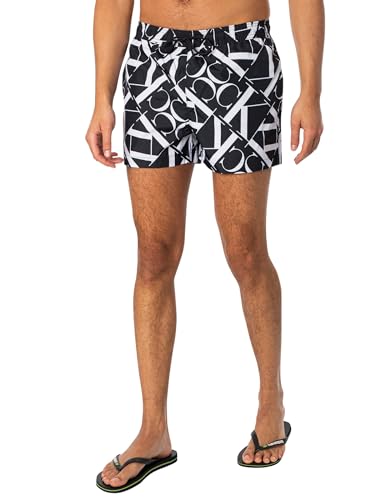 Calvin Klein CK Badehose für Herren mit Logo-Stoff, elastischem Bund mit Kordelzug, Artikel KM0KM00968, 0GK Monogram Repeat Black, L von Calvin Klein