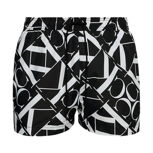 Calvin Klein CK Badehose für Herren mit Logo-Stoff, elastischem Bund mit Kordelzug, Artikel KM0KM00968, 0GK Monogram Repeat Black, XL von Calvin Klein