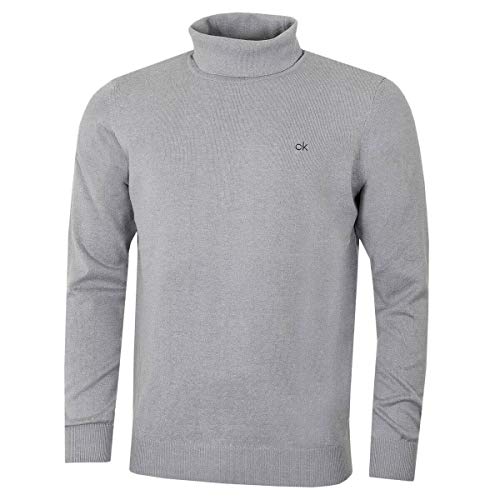 Calvin Klein CK Herren Rollkragen Rib Knit Warm Durable Sweater Silber Marl XXL von Calvin Klein