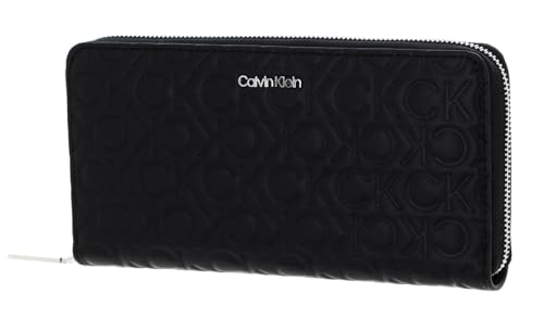 Calvin Klein CK Must Zip Around Wallet Embossed L CK Black von Calvin Klein