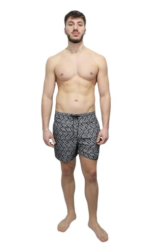 Calvin Klein CK Sea Boxer Swimming Pool Herren Bademode mit aufgedrucktem Logo Artikel KM0KM00813 MEDIUM Drawstring, 0GO Zigzag Logo Black AOP, XL von Calvin Klein