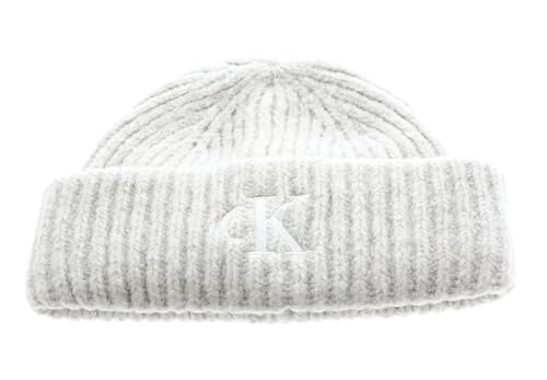 Calvin Klein CKJ Monogram Embroidery Short Beanie Eggshell von Calvin Klein