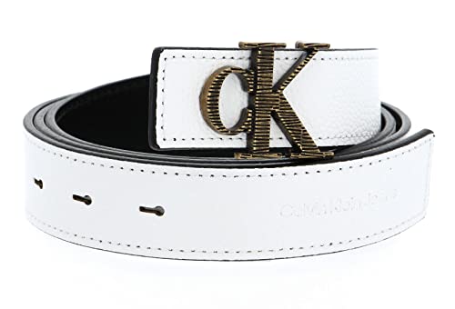 Calvin Klein CKJ Monogram Mono Hardware Belt W85 Bright White von Calvin Klein