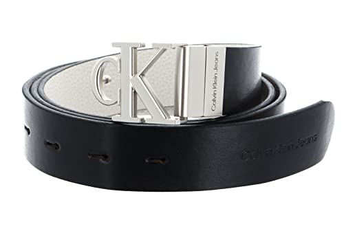 Calvin Klein CKJ Monogram Round Mono Plaque Belt W120 Black/Eggshell von Calvin Klein