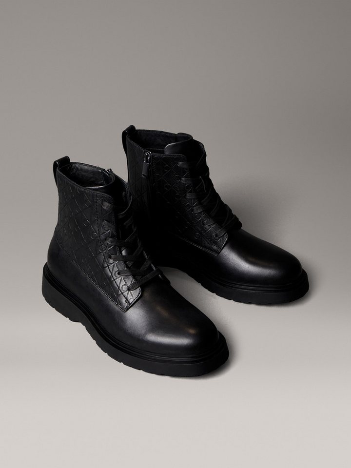 Calvin Klein COMBAT ESS LACE UP ZIP BOOT AOP Schnürboots Schnürstiefelette, Boots mit Monogramm-Print am Schaft von Calvin Klein